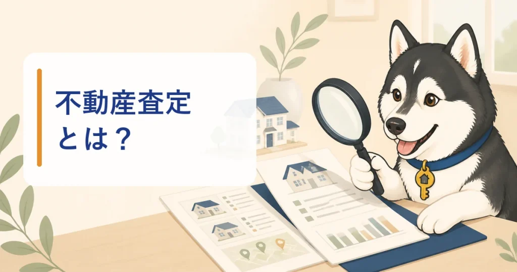 査定資料を虫眼鏡で確認するハウスキー
